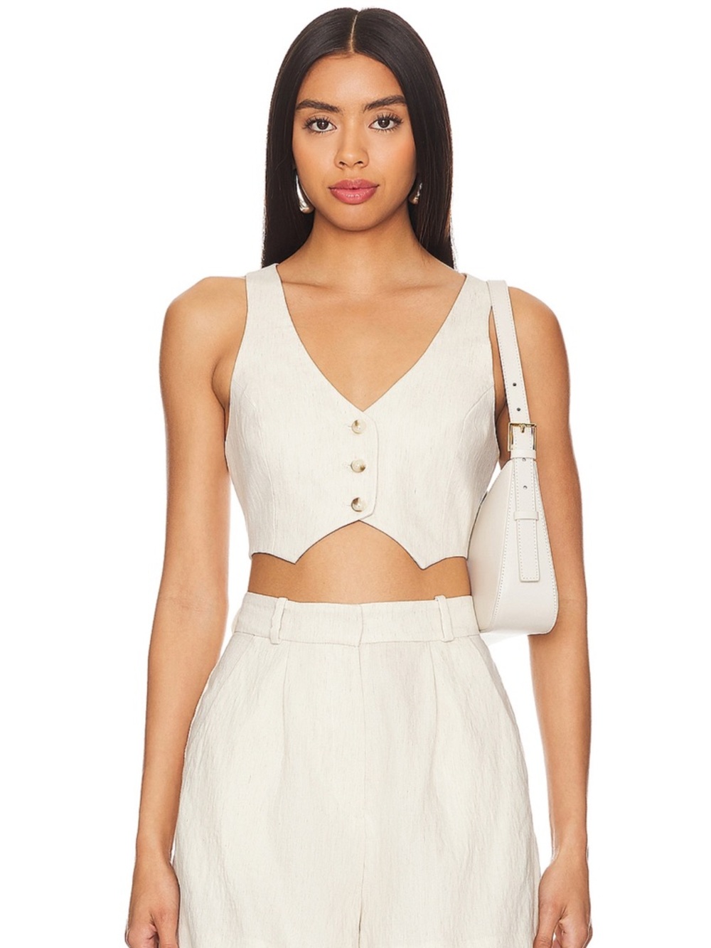 Amanda Uprichard Ethan Cropped Vest in Beige NWT medium $141